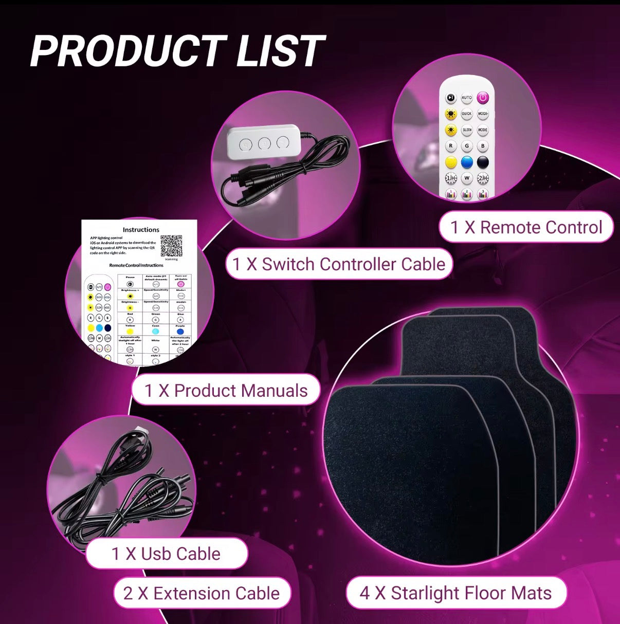 Starlight LED Floor Mats – Universal Fit | Waterproof & App Controlled
